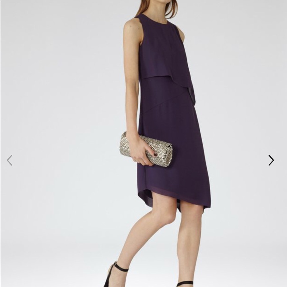 NWT Reiss Aya Asymetrical Dress in Deep Amethystst